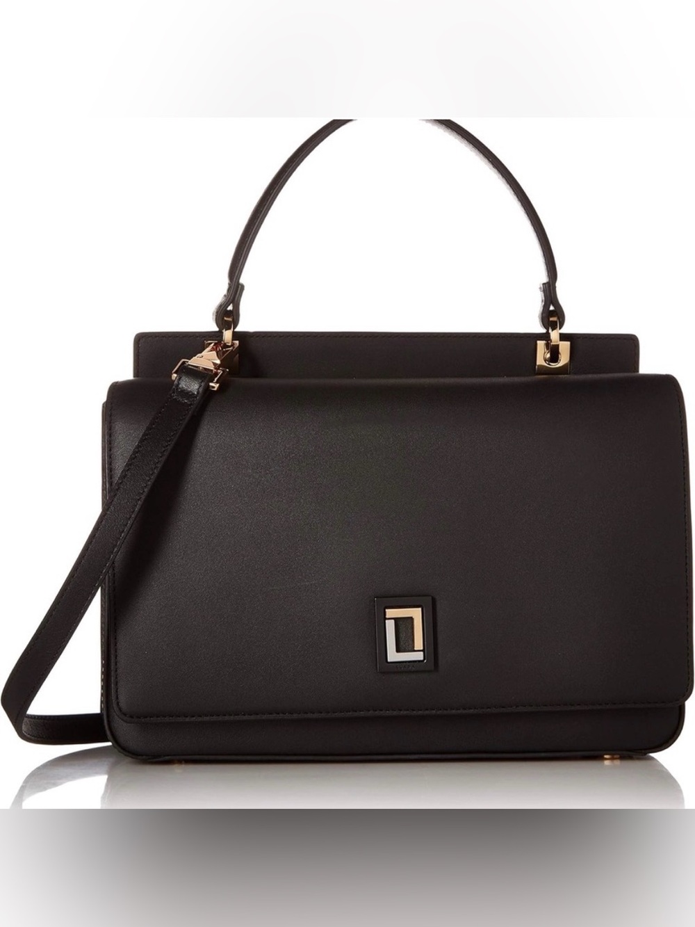 Luana Italy- mini satchel 100% leather purse in Ebony with brass hardware